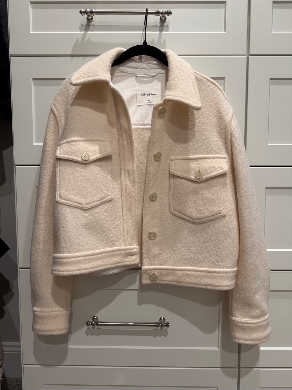 Aritzia Wilfred Free Cream Wool Blend Trucker Jacket